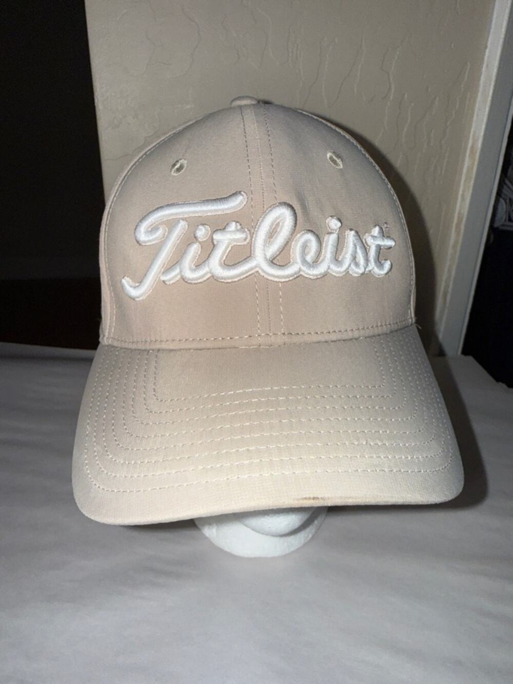 Titleist Adult Tour Performance Golf Hat tan with white embroidery logo